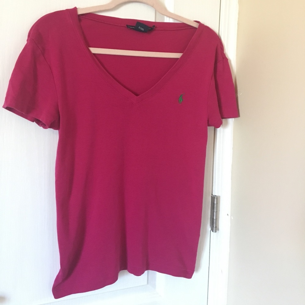 Ralph Lauren polo shirt pink purple vneck cute